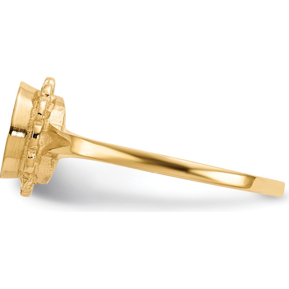 14K Yellow Gold Open Back Signet Ring with Polished & Brushed Finish - Engravable Design by 0