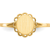 14K Yellow Gold Open Back Signet Ring with Polished & Brushed Finish - Engravable Design by 0