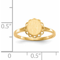 14K Yellow Gold Open Back Signet Ring with Polished & Brushed Finish - Engravable Design by 0