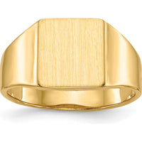 14K Yellow Gold Open Back Signet Ring with Polished & Brushed Finish by Oro Pregiato