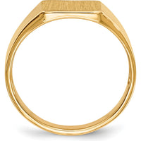 14K Yellow Gold Open Back Signet Ring with Polished & Brushed Finish by Oro Pregiato