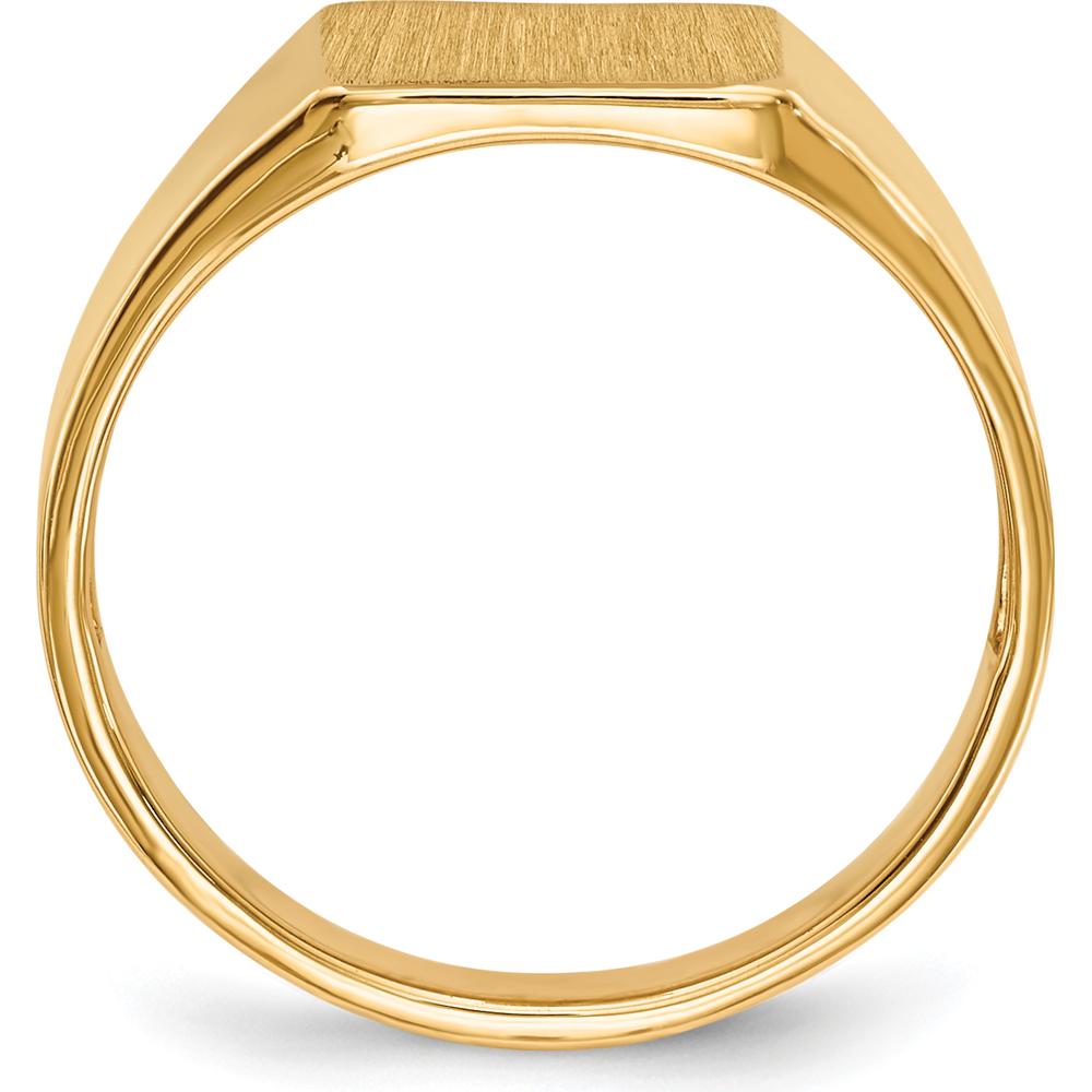 14K Yellow Gold Open Back Signet Ring with Polished & Brushed Finish by Oro Pregiato