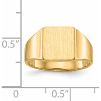 14K Yellow Gold Open Back Signet Ring with Polished & Brushed Finish by Oro Pregiato