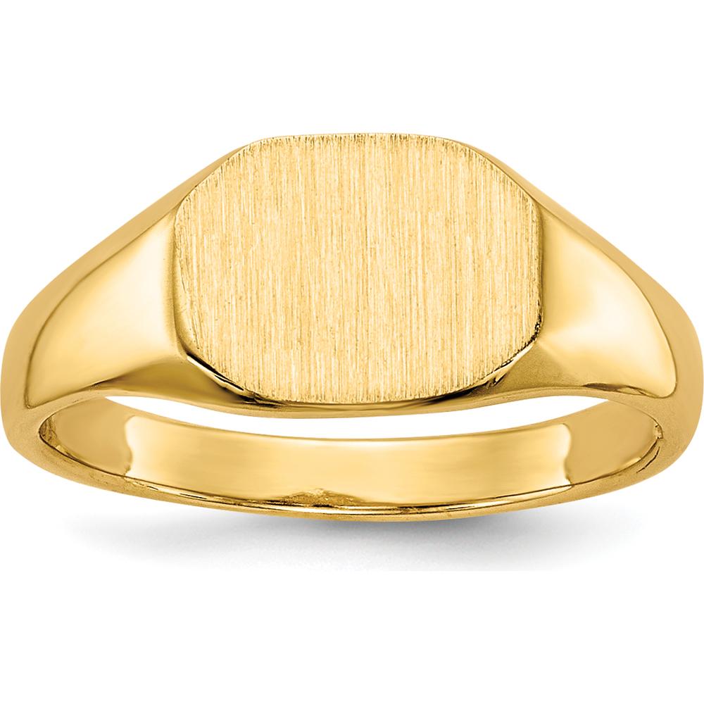 14K Yellow Gold Open Back Signet Ring with Polished & Brushed Finish by 0