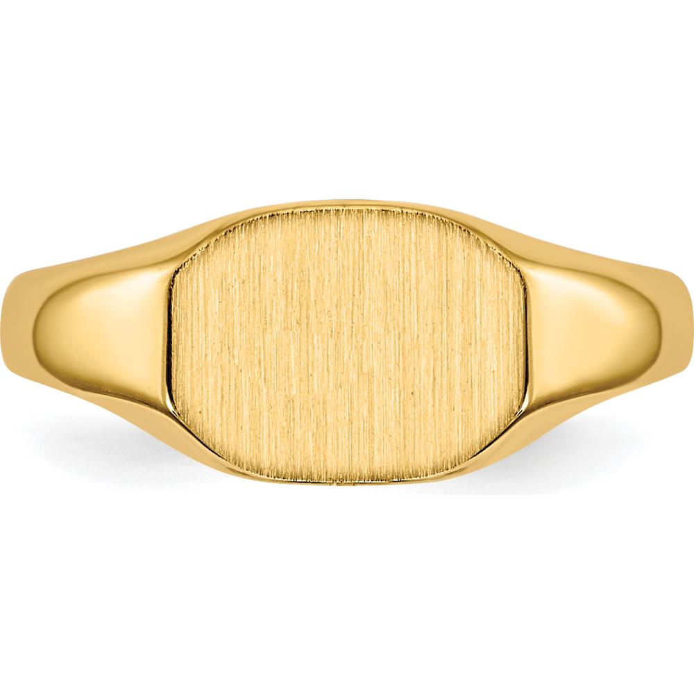 14K Yellow Gold Open Back Signet Ring with Polished & Brushed Finish by 0