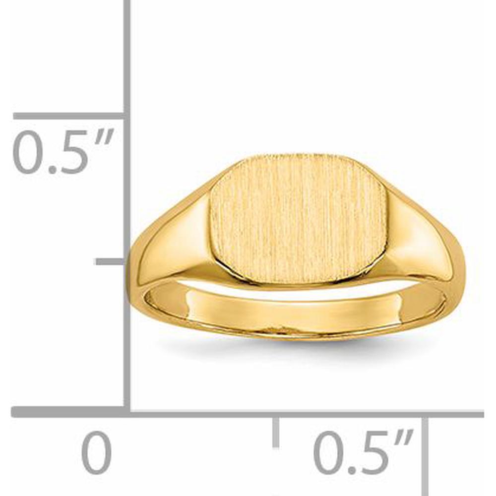 14K Yellow Gold Open Back Signet Ring with Polished & Brushed Finish by 0
