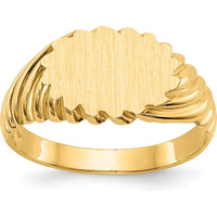 14K Yellow Gold Open Back Signet Ring with Satin and Polished Finish, 10.0x7.5mm Top by Oro Pregiato