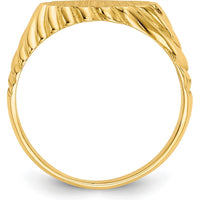 14K Yellow Gold Open Back Signet Ring with Satin and Polished Finish, 10.0x7.5mm Top by Oro Pregiato