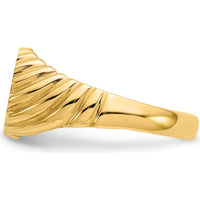 14K Yellow Gold Open Back Signet Ring with Satin and Polished Finish, 10.0x7.5mm Top by Oro Pregiato
