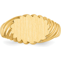 14K Yellow Gold Open Back Signet Ring with Satin and Polished Finish, 10.0x7.5mm Top by Oro Pregiato