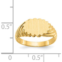 14K Yellow Gold Open Back Signet Ring with Satin and Polished Finish, 10.0x7.5mm Top by Oro Pregiato