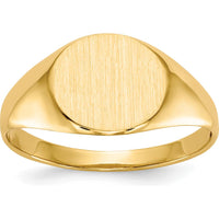 14K Yellow Gold Open Back Signet Ring with Satin and Polished Finish - Customizable Engraved Design by 0