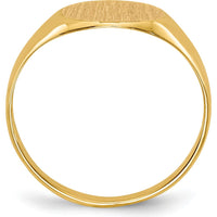 14K Yellow Gold Open Back Signet Ring with Satin and Polished Finish - Customizable Engraved Design by 0