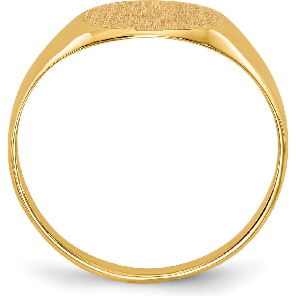 14K Yellow Gold Open Back Signet Ring with Satin and Polished Finish - Customizable Engraved Design by 0