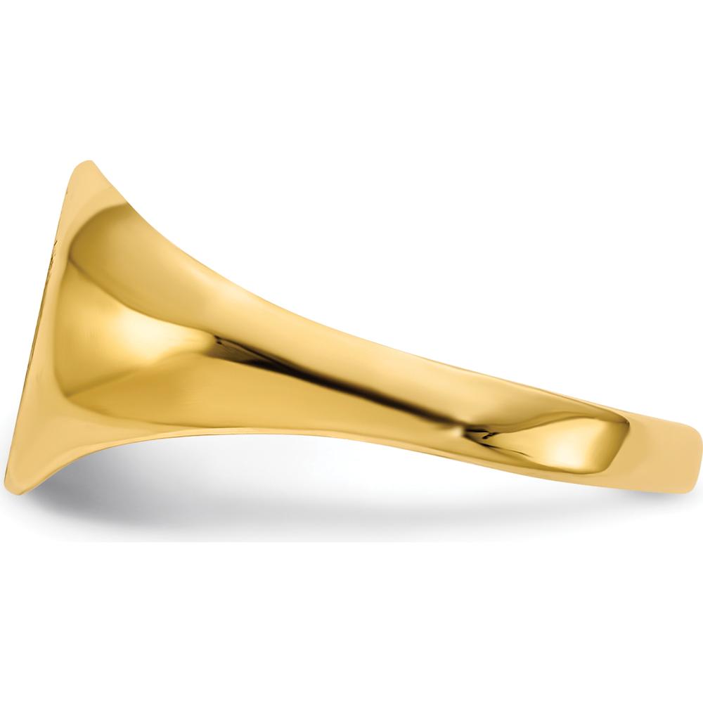 14K Yellow Gold Open Back Signet Ring with Satin and Polished Finish - Customizable Engraved Design by 0