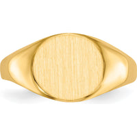 14K Yellow Gold Open Back Signet Ring with Satin and Polished Finish - Customizable Engraved Design by 0