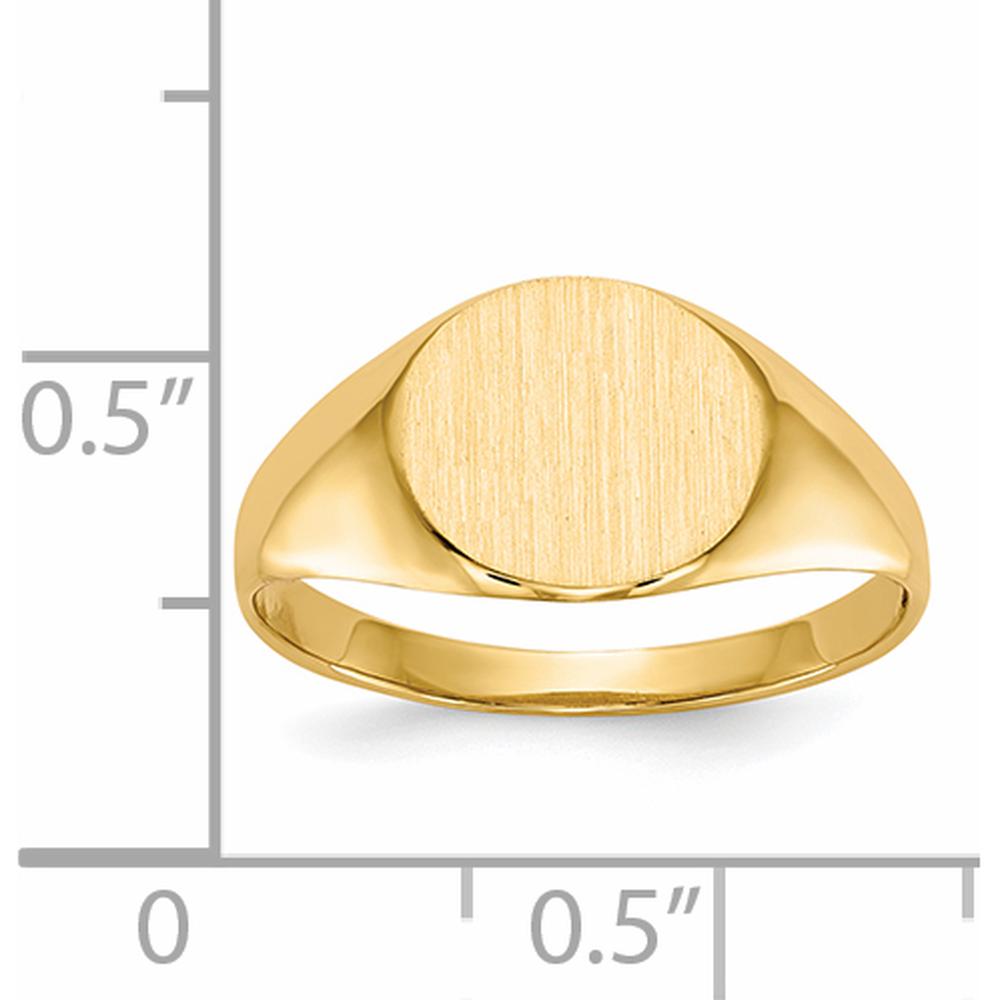 14K Yellow Gold Open Back Signet Ring with Satin and Polished Finish - Customizable Engraved Design by 0