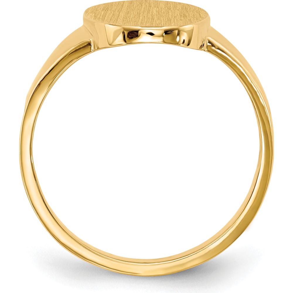 14K Yellow Gold Open Back Signet Ring with Satin and Polished Finish - Engravable Unisex Jewelry by 0