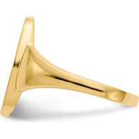 14K Yellow Gold Open Back Signet Ring with Satin and Polished Finish - Engravable Unisex Jewelry by 0