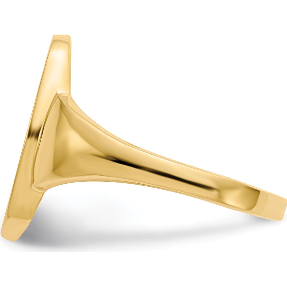 14K Yellow Gold Open Back Signet Ring with Satin and Polished Finish - Engravable Unisex Jewelry by 0