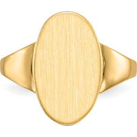 14K Yellow Gold Open Back Signet Ring with Satin and Polished Finish - Engravable Unisex Jewelry by 0