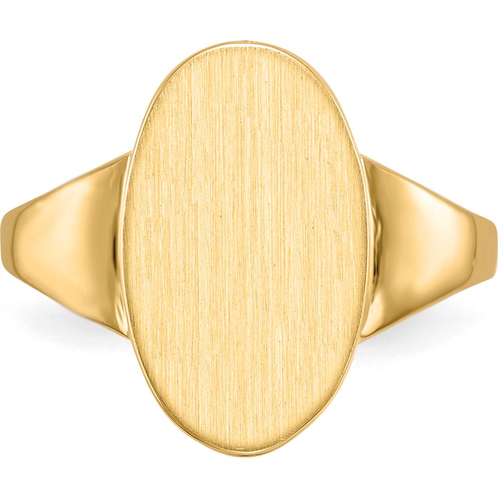 14K Yellow Gold Open Back Signet Ring with Satin and Polished Finish - Engravable Unisex Jewelry by 0