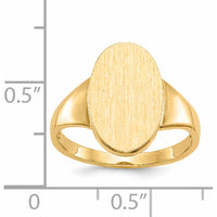14K Yellow Gold Open Back Signet Ring with Satin and Polished Finish - Engravable Unisex Jewelry by 0