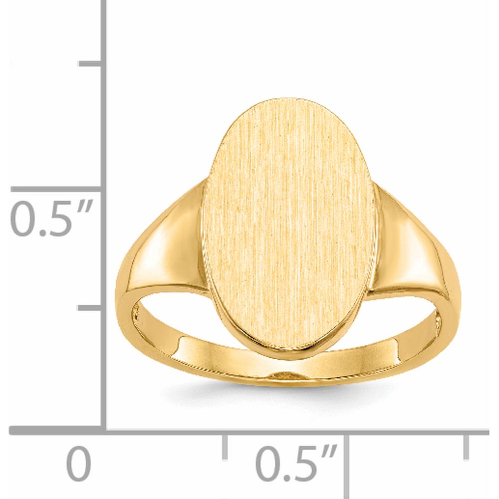 14K Yellow Gold Open Back Signet Ring with Satin and Polished Finish - Engravable Unisex Jewelry by 0