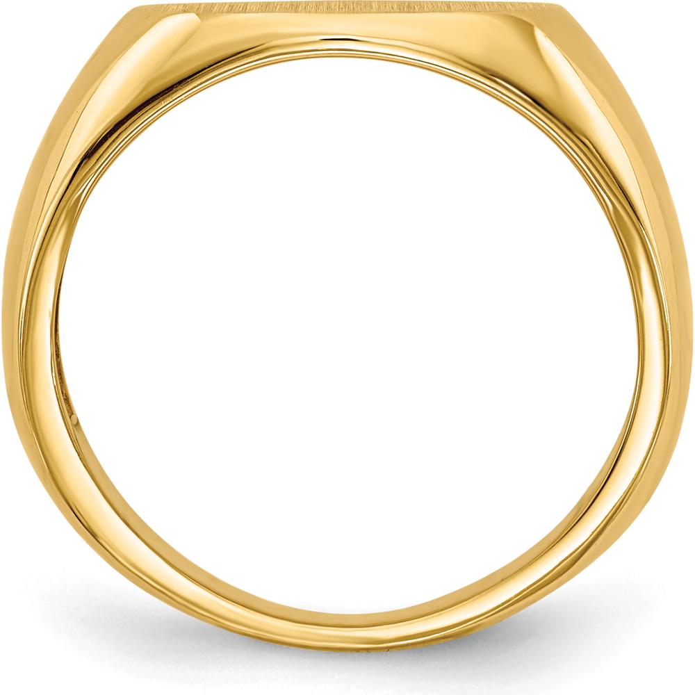14K Yellow Gold Open Back Signet Ring with Satin Brushed Finish, 12.5x9.5mm Top by 0
