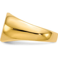 14K Yellow Gold Open Back Signet Ring with Satin Brushed Finish, 12.5x9.5mm Top by 0