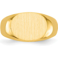 14K Yellow Gold Open Back Signet Ring with Satin Brushed Finish, 12.5x9.5mm Top by 0