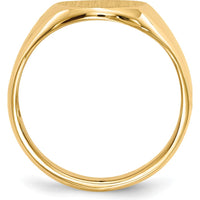 14K Yellow Gold Open Back Signet Ring with Satin Brushed Finish and Engravable Surface by 0
