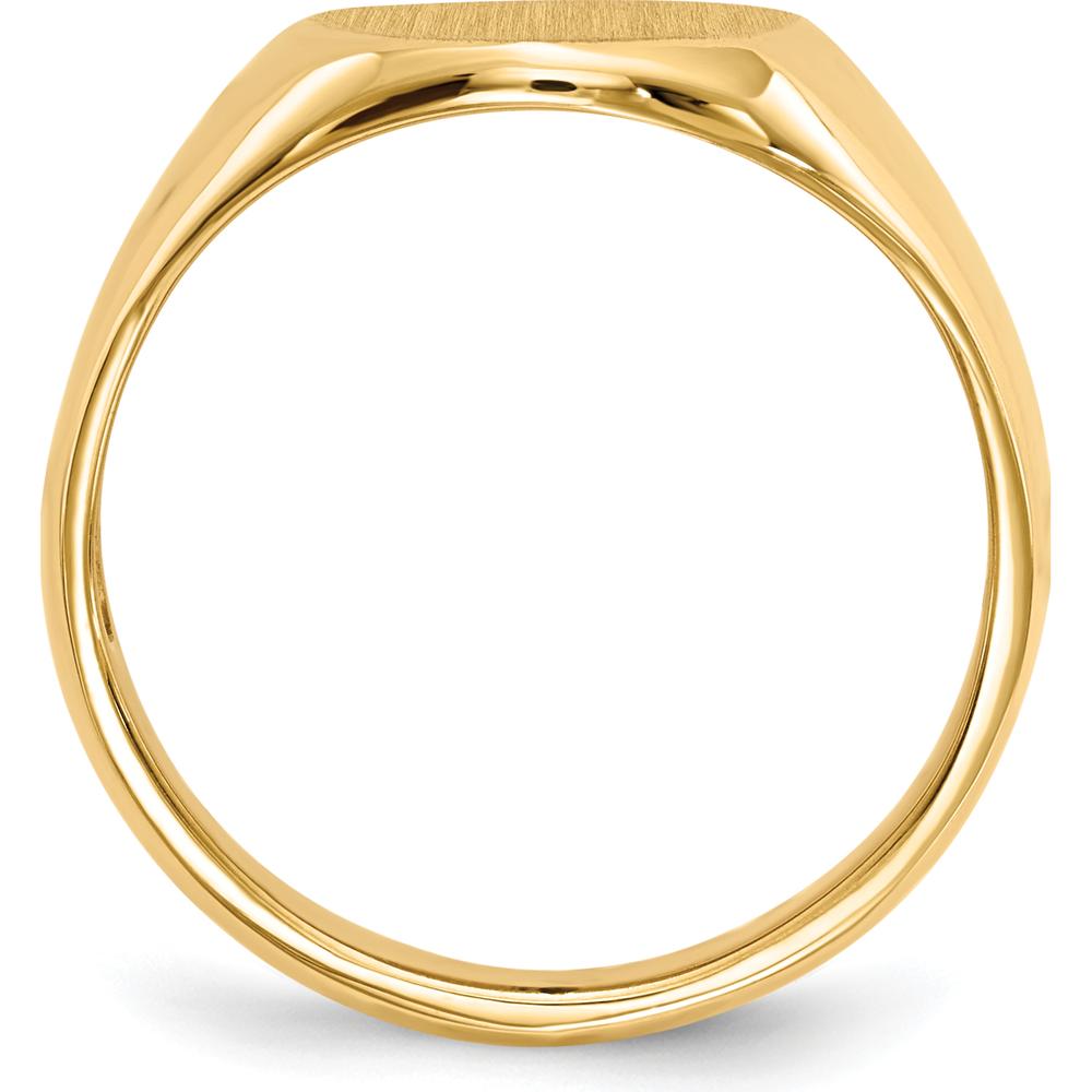 14K Yellow Gold Open Back Signet Ring with Satin Brushed Finish and Engravable Surface by 0