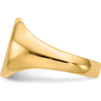 14K Yellow Gold Open Back Signet Ring with Satin Brushed Finish and Engravable Surface by 0