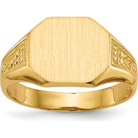 14K Yellow Gold Open Back Signet Ring with Satin Finish and Polished Edges by 0