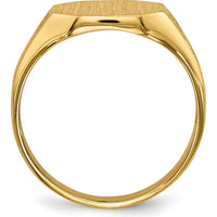 14K Yellow Gold Open Back Signet Ring with Satin Finish and Polished Edges by 0