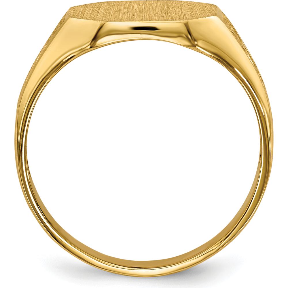 14K Yellow Gold Open Back Signet Ring with Satin Finish and Polished Edges by 0