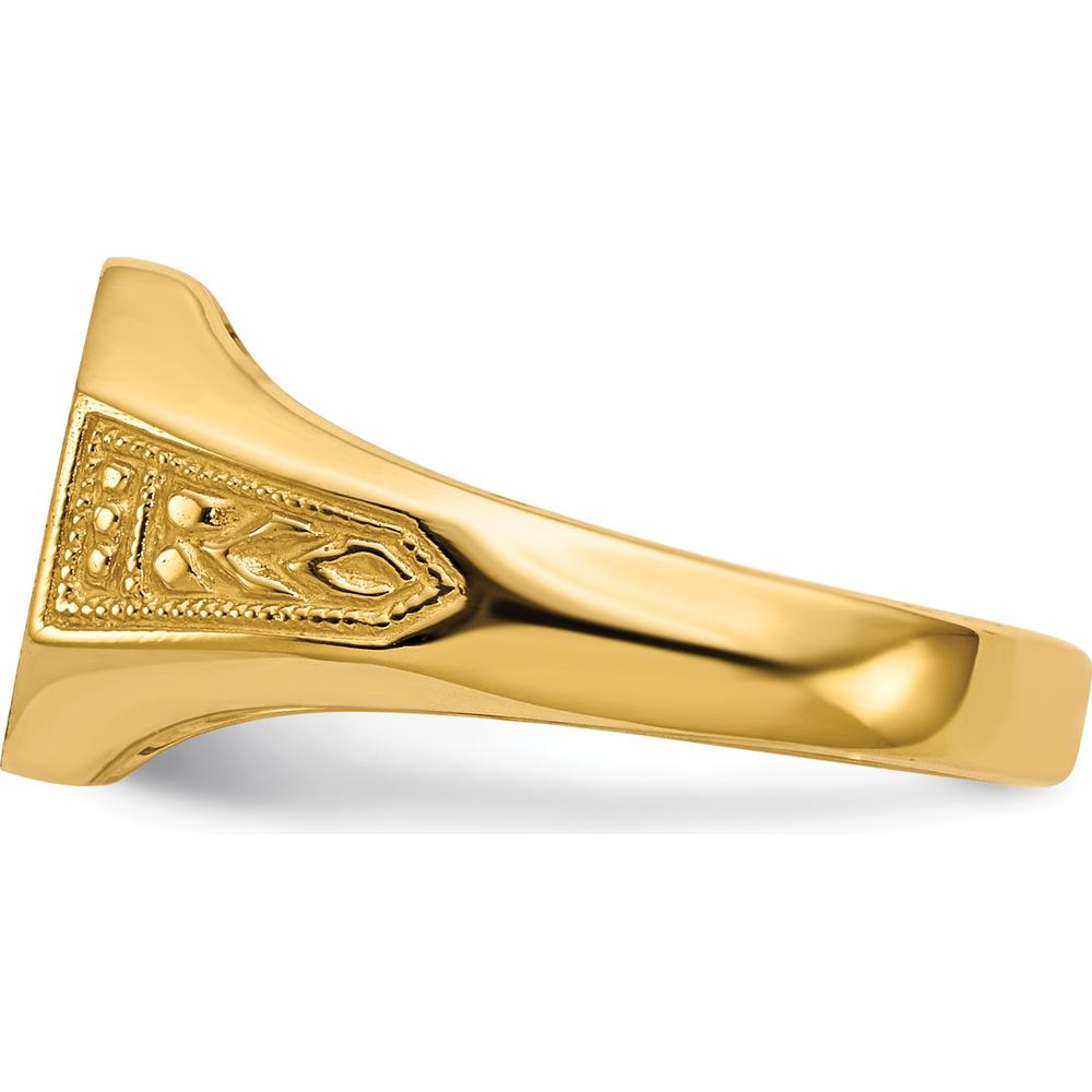 14K Yellow Gold Open Back Signet Ring with Satin Finish and Polished Edges by 0