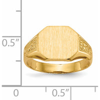 14K Yellow Gold Open Back Signet Ring with Satin Finish and Polished Edges by 0