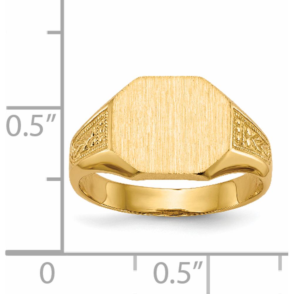 14K Yellow Gold Open Back Signet Ring with Satin Finish and Polished Edges by 0
