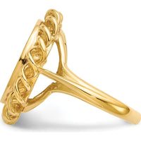 14K Yellow Gold Open Back Signet Ring with Satin Finish - Custom Engravable, 15x14.5mm Top by 0