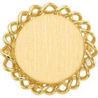14K Yellow Gold Open Back Signet Ring with Satin Finish - Custom Engravable, 15x14.5mm Top by 0
