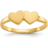 14K Yellow Gold Open Back Signet Ring with Satin Finish - Customizable and Resizable by 0