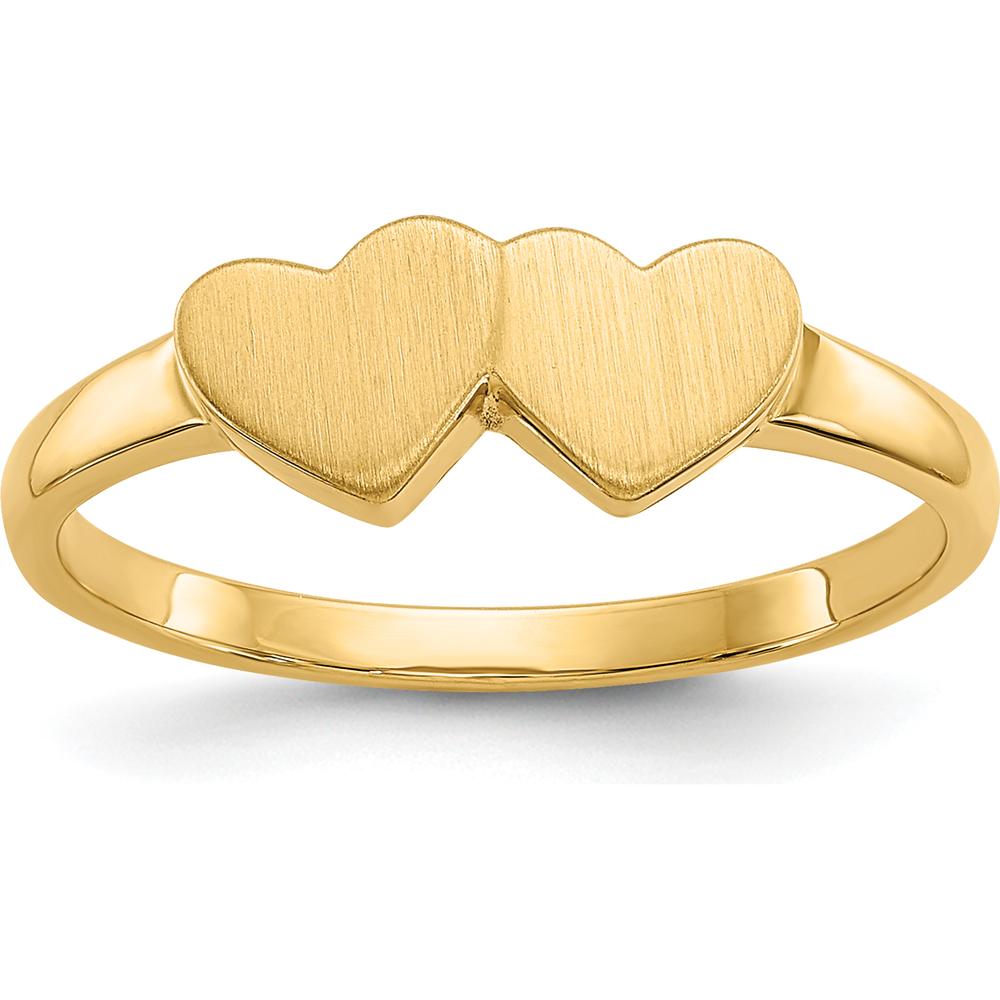 14K Yellow Gold Open Back Signet Ring with Satin Finish - Customizable and Resizable by 0