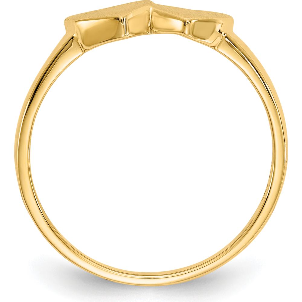 14K Yellow Gold Open Back Signet Ring with Satin Finish - Customizable and Resizable by 0