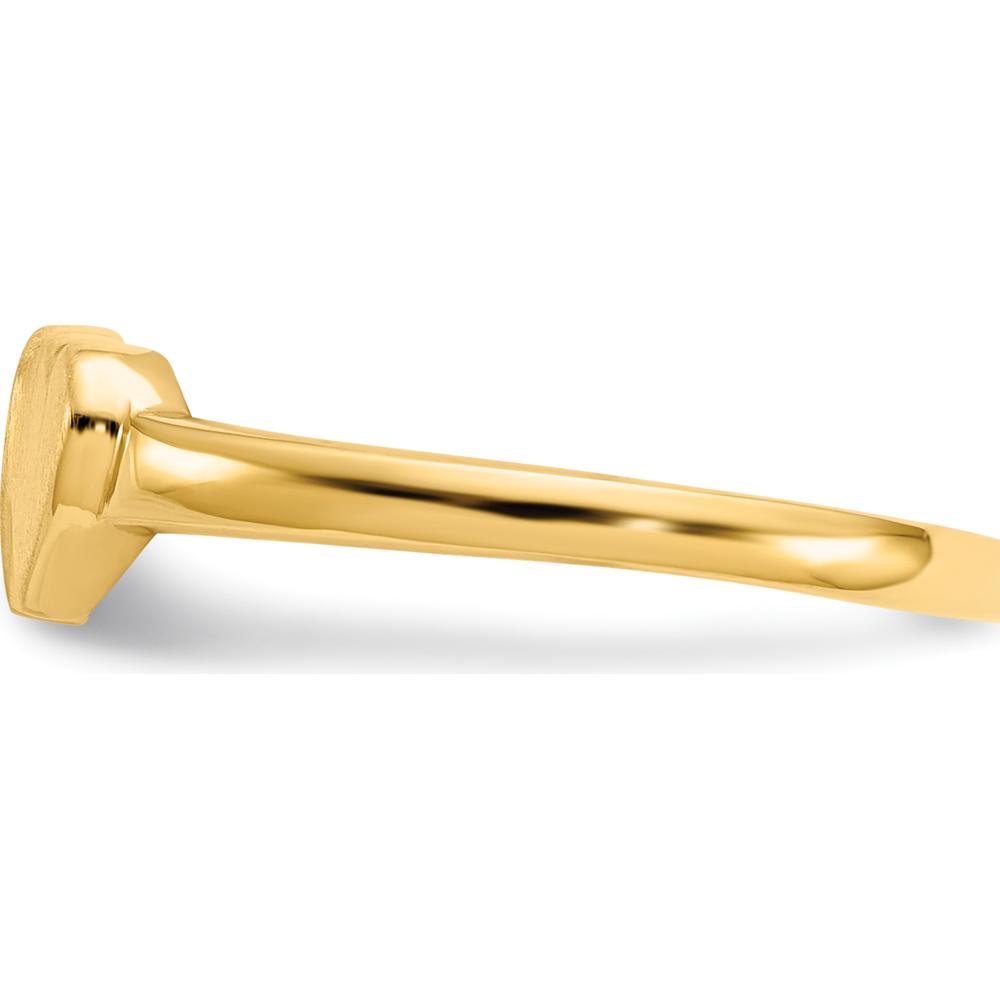 14K Yellow Gold Open Back Signet Ring with Satin Finish - Customizable and Resizable by 0