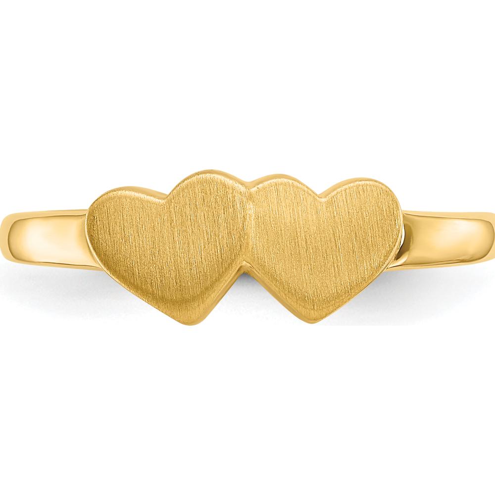 14K Yellow Gold Open Back Signet Ring with Satin Finish - Customizable and Resizable by 0