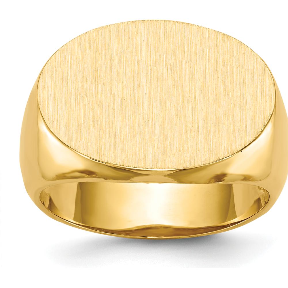 14K Yellow Gold Open Back Signet Ring with Satin Finish - Size 8-12 by 0