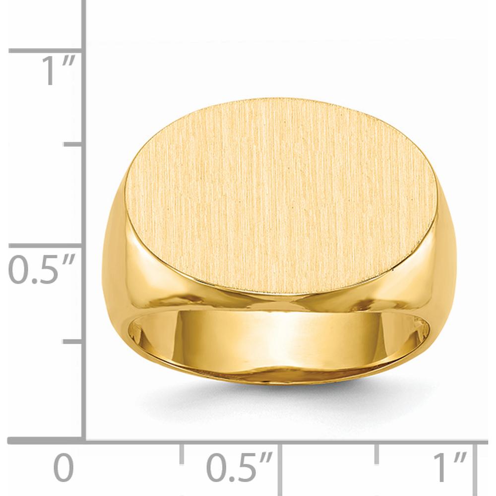 14K Yellow Gold Open Back Signet Ring with Satin Finish - Size 8-12 by 0