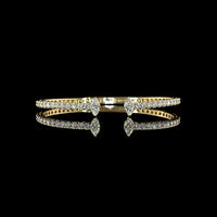 14K Yellow Gold Open Bangle Bracelet with North-South Marquise Cut and Brilliant Cut Lab Diamonds - 4.32 Carats Total Diamond Weight - Covaloro Fine Jewelry